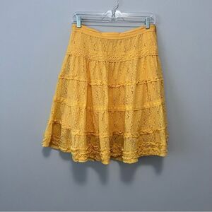 Blanco Yellow Floral Eyelet Ruffle Skirt Size 38/US 8